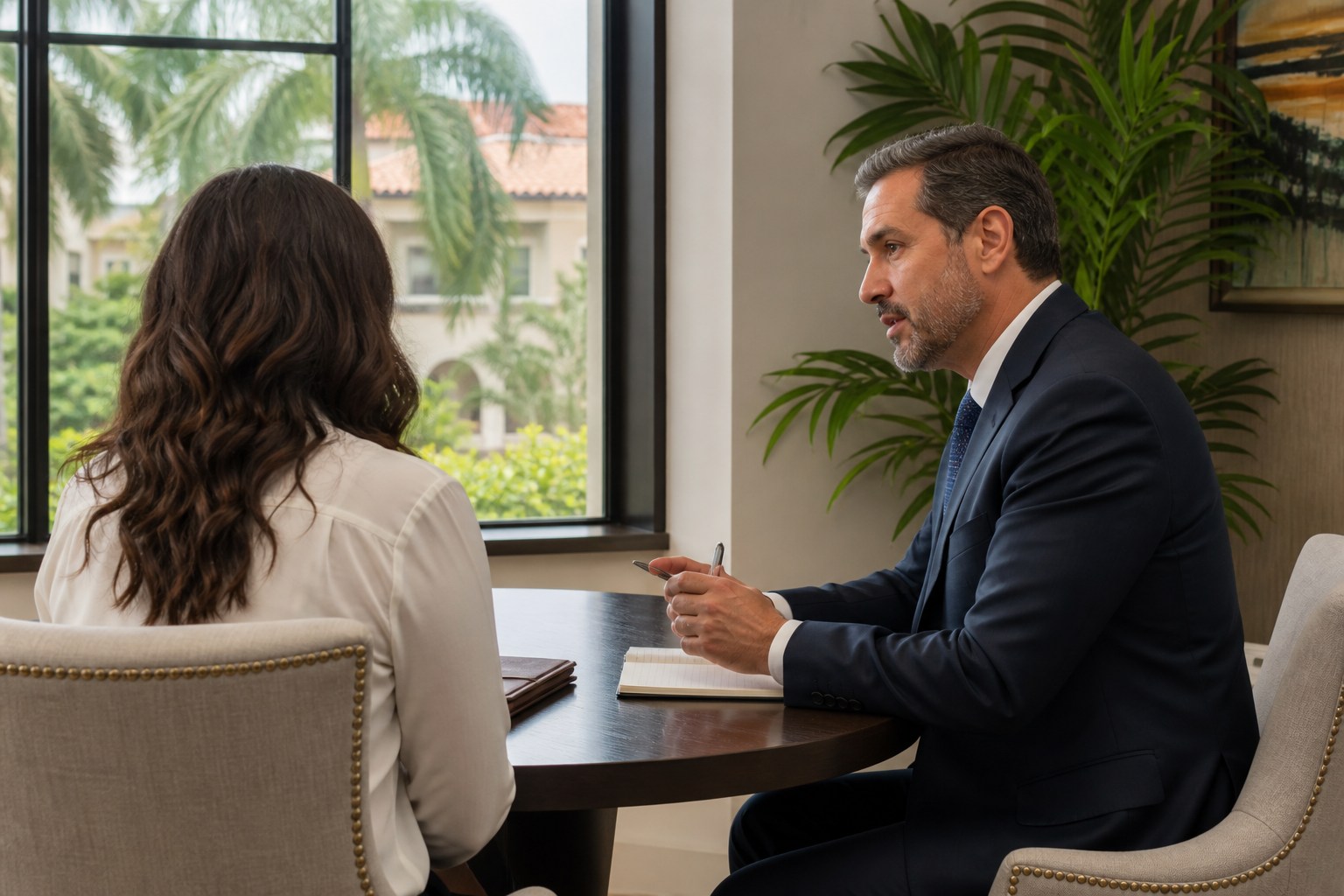 Private consultation in a polished Coral Gables law office