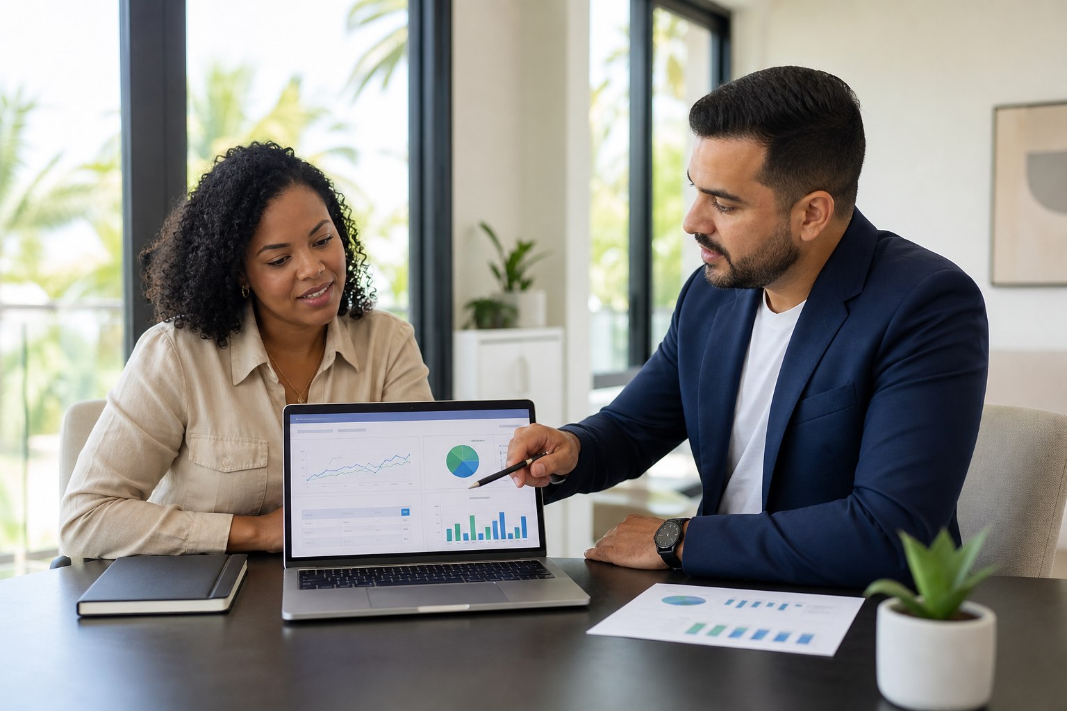 Coral Springs business owner and digital marketing strategist reviewing local campaign performance