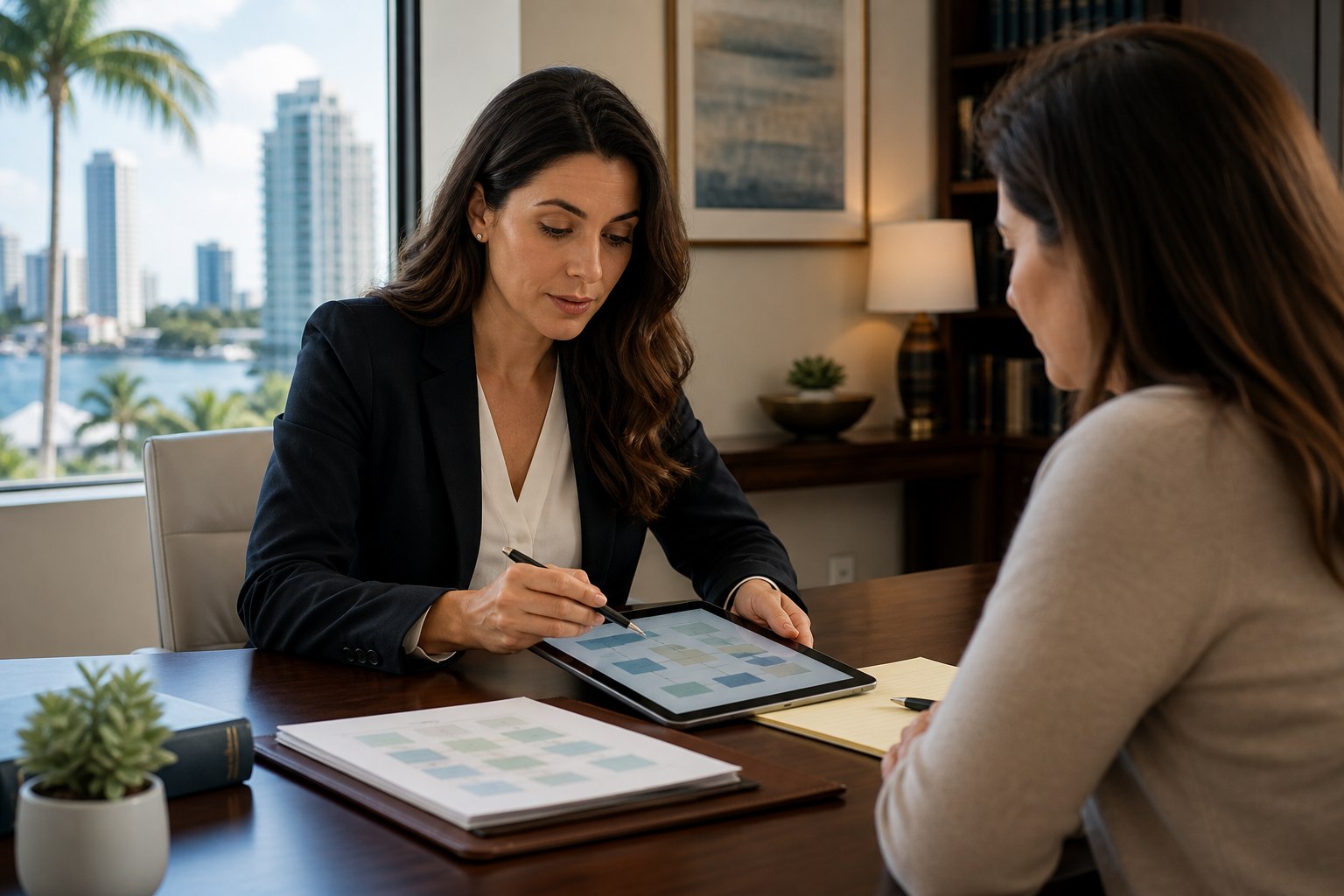 Attorney and client preparing for a confidential criminal defense consultation in Fort Lauderdale