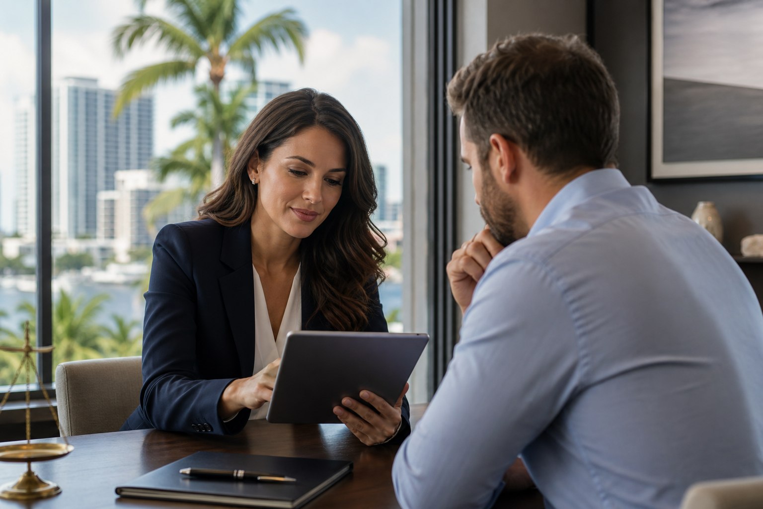 Attorney meeting with a prospective criminal defense client in Fort Lauderdale