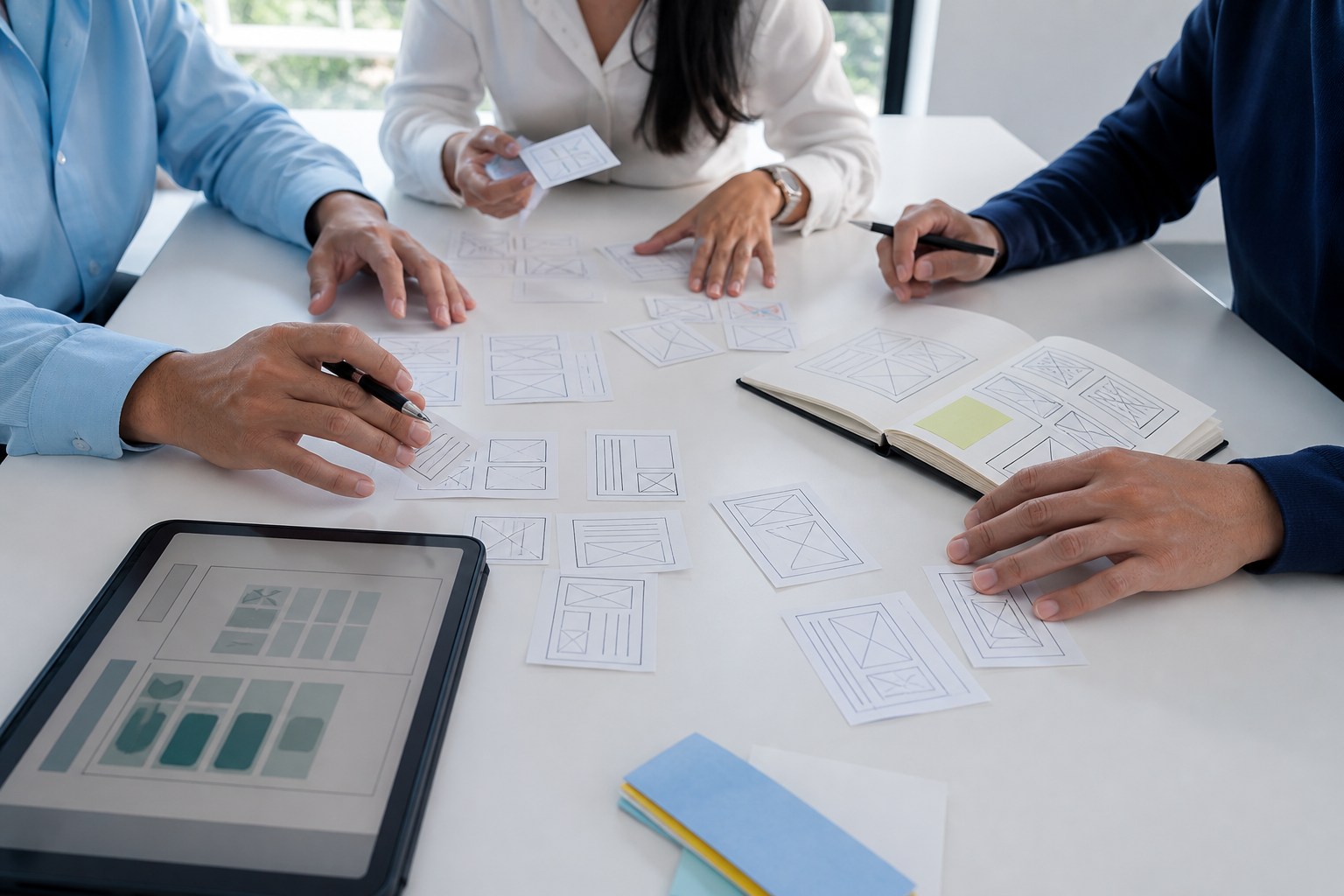 Legal marketing team mapping law firm website pages and client journeys