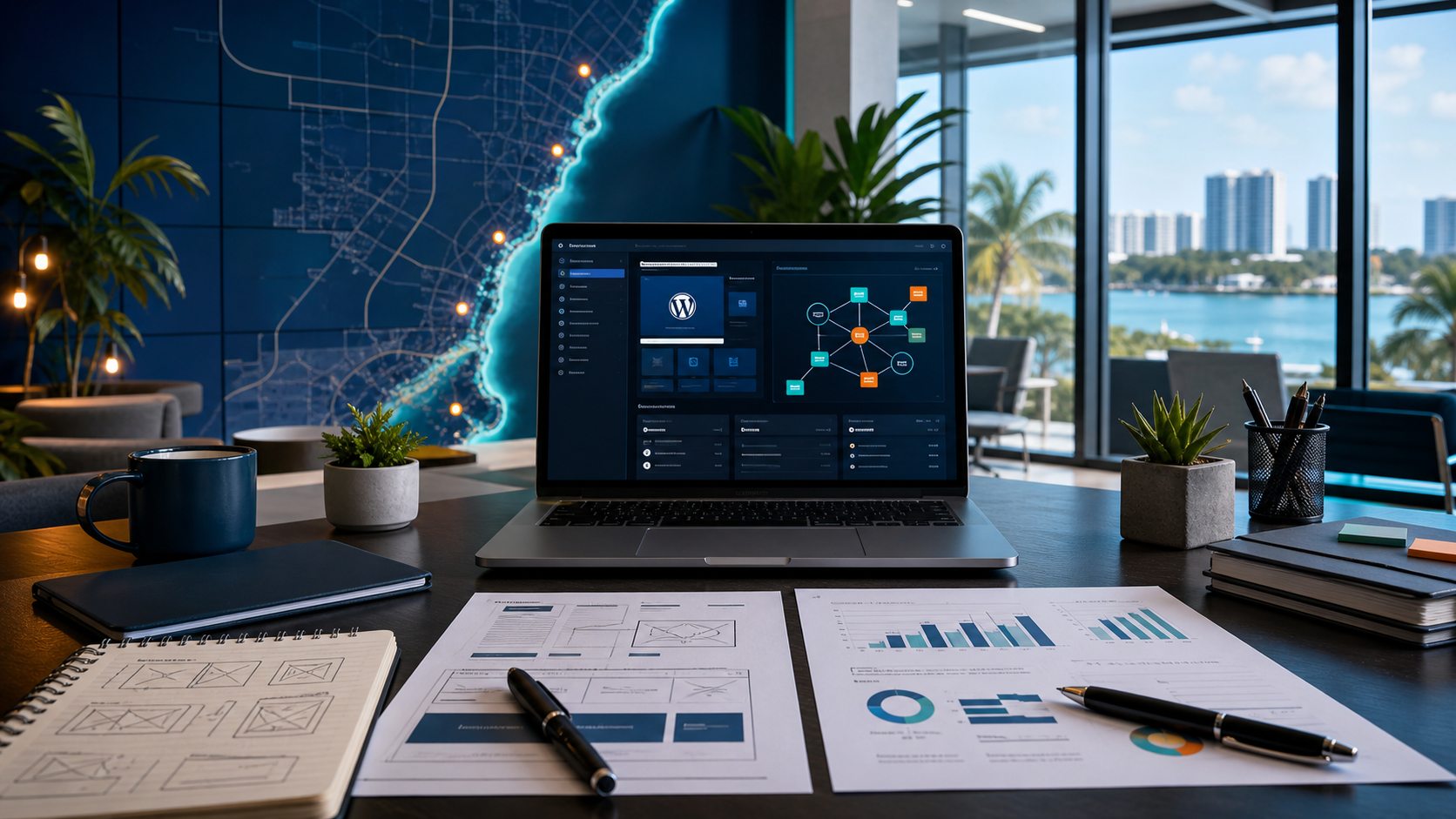 Expert AI and WordPress website builder workspace for South Florida businesses